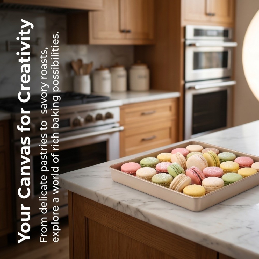 Kitchen Grade Baking Sheet - Gruba blacha z węglowej stali, złota,
