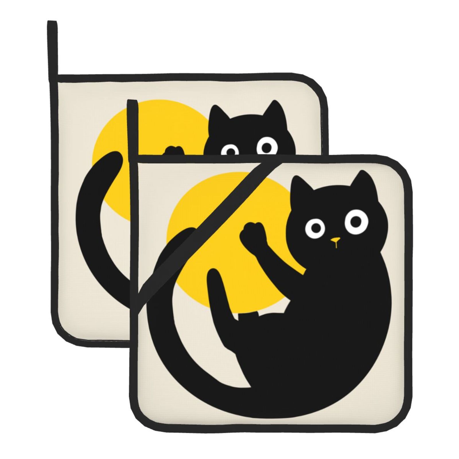 Kitchen Baking Dishes - Uchwyty do garnków Cute Black Cat