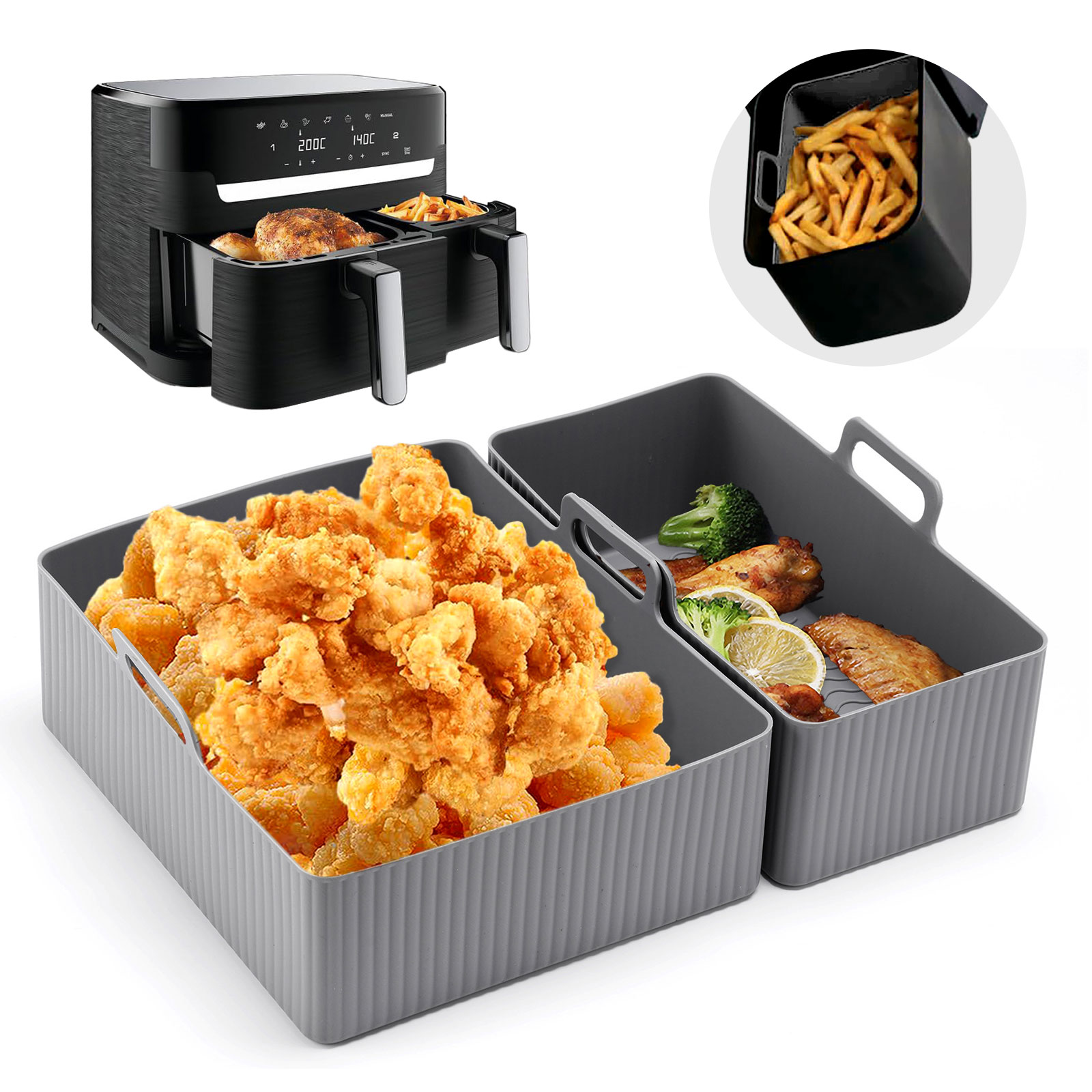 Kitchen Baking Dishes - 2szt Zestaw silikonowa mata do frytownicy